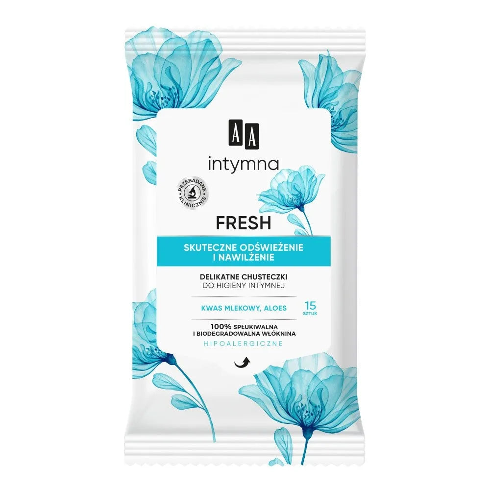 AA Intimate Delicate Wipes - Intymiai Higienai - Fresh - 1 pakelis - 15 vnt. - Kosmetika