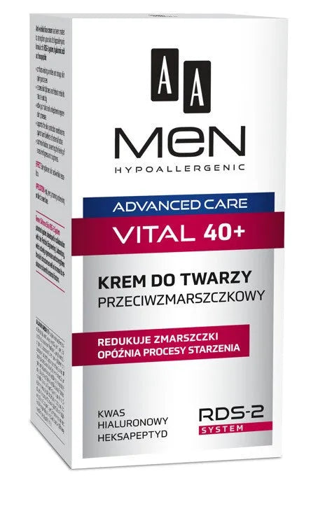 AA Men Adventure Care Face Cream Vital 40+ Anti-Wrinkle 50ml - Kosmetika