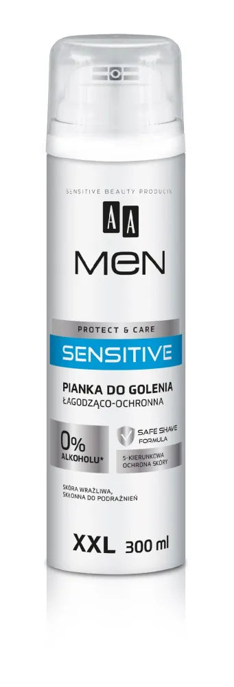 AA Men Sensitive Care Skutimosi Putos Raminančios - Apsauginės XXL 300 ml - Kosmetika