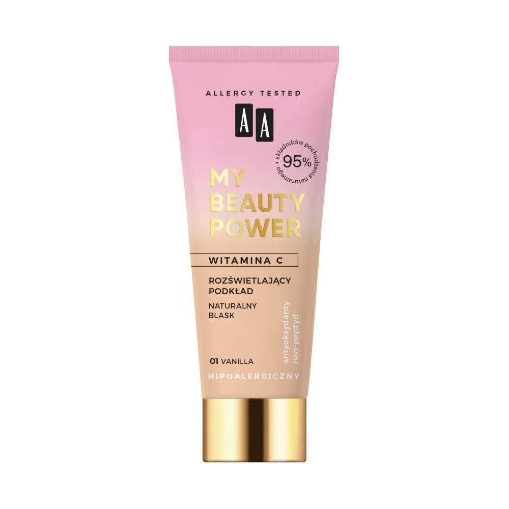 AA My Beauty Power Vitamin C Šviesinantis Fondas 01 Vanilė 30ml - Kosmetika