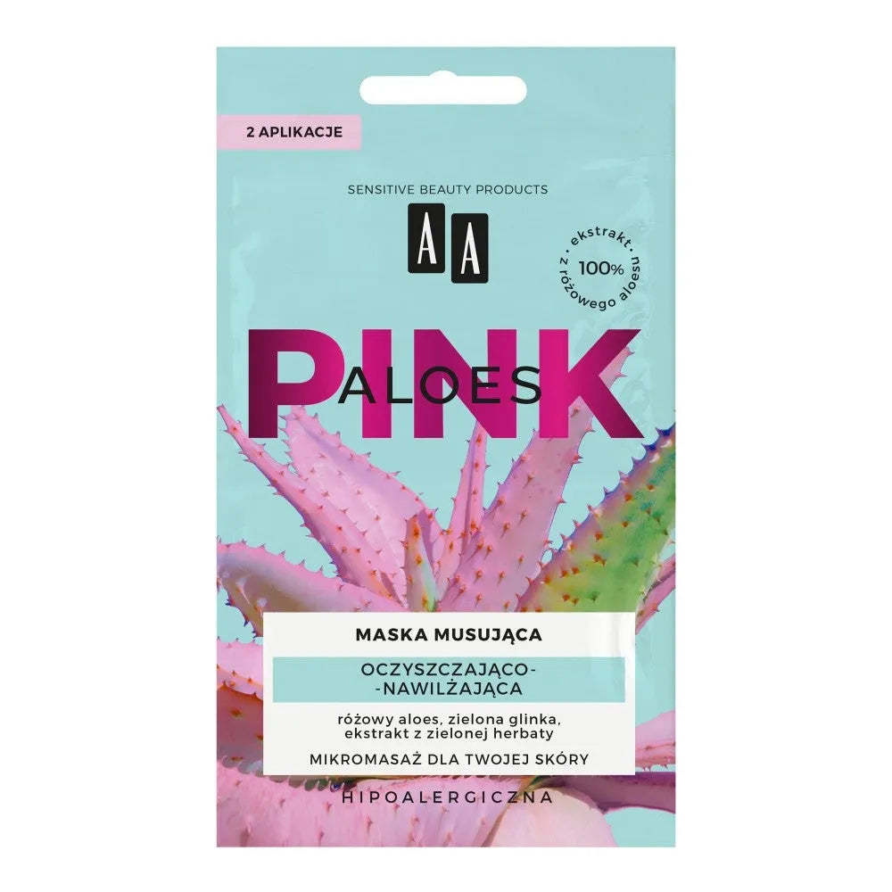 AA Pink Aloes Efervescentinė Valomoji ir Drėkinamoji Kaukė 2x4g - Kosmetika