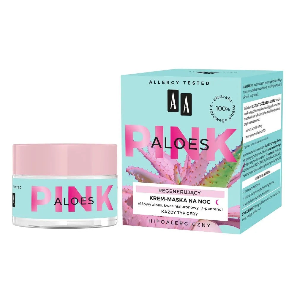 AA Pink Aloes Regeneruojantis Naktinis Kremas-Kaukė visiems odos tipams 50ml - Kosmetika