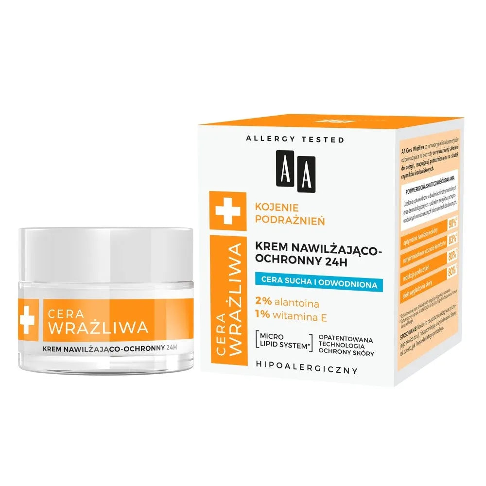 AA Sensitive Skin Soothing Irritation Drėkinamasis-Apsauginis Kremas 24H sausai ir dehidratuotai odai 50ml - Kosmetika