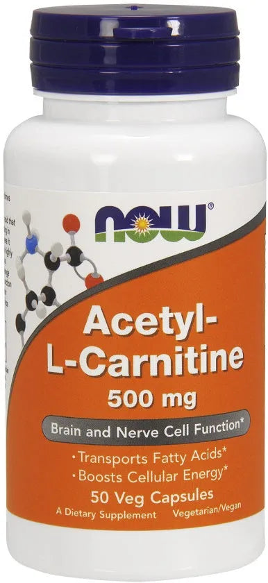 Acetyl-L-Carnitine 500mg - 50 vcaps - NOW Foods - Papildai