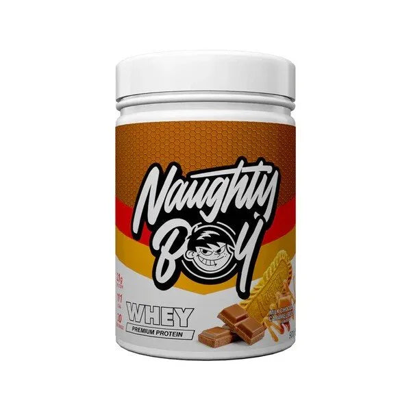 Advanced Whey Milk Chocolate Caramel Biscuit - 900g - Naughty Boy - Sporto papildai