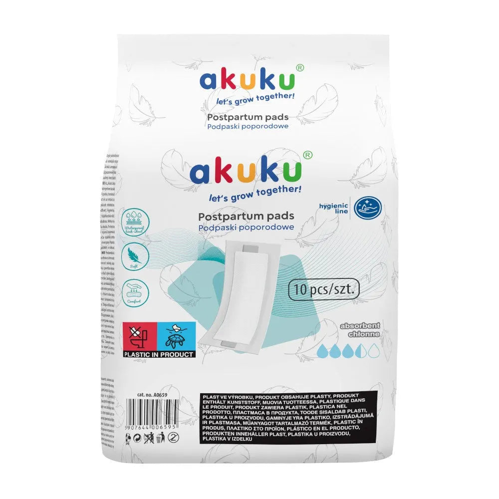 AKUKU higieniniai įklotai po gimdymo 36x14 cm 1 pakuotė - 10 vnt. - Kosmetika