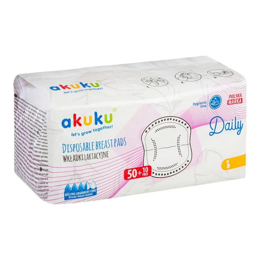 AKUKU Kasdieniai krūtinės įklotai 1 pakuotė - 60 vnt. - Vaikui ir mamai