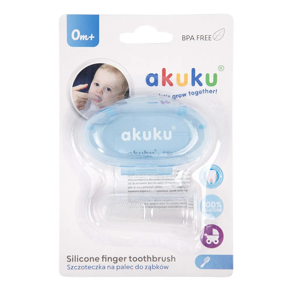 AKUKU silikoninis dantų šepetėlis - mėlyname dėkle - Kosmetika