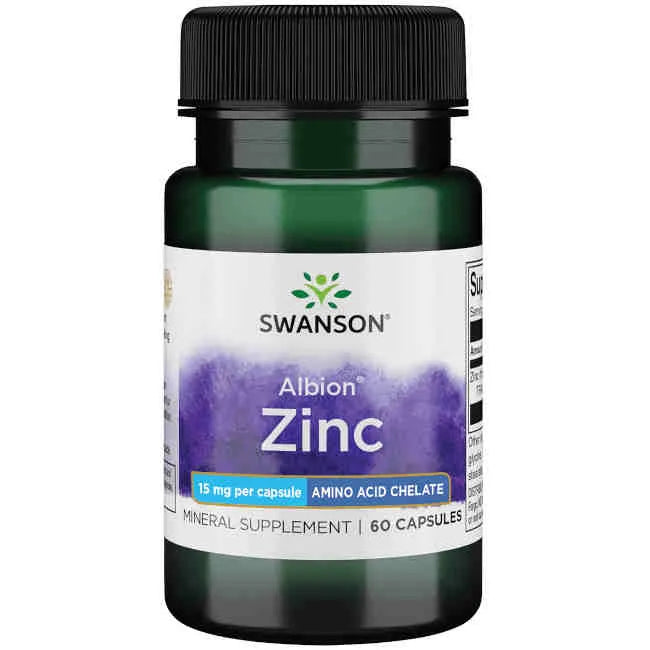 Albion Chelated Zinc - 15 mg - N60 - Cinkas - Swanson - Papildai