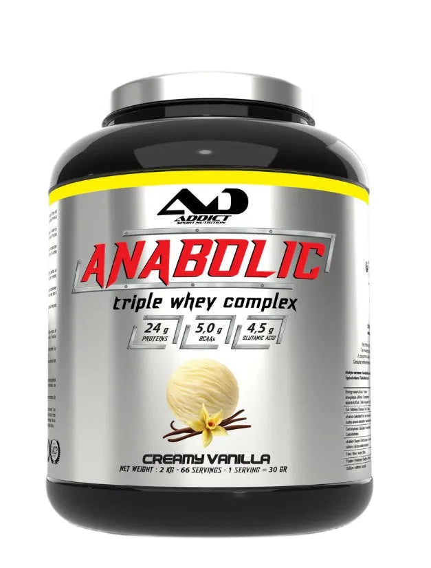 Anabolic Triple Whey Complex Creamy Vanilla - 2000g - Addict Sport Nutrition - Sporto papildai