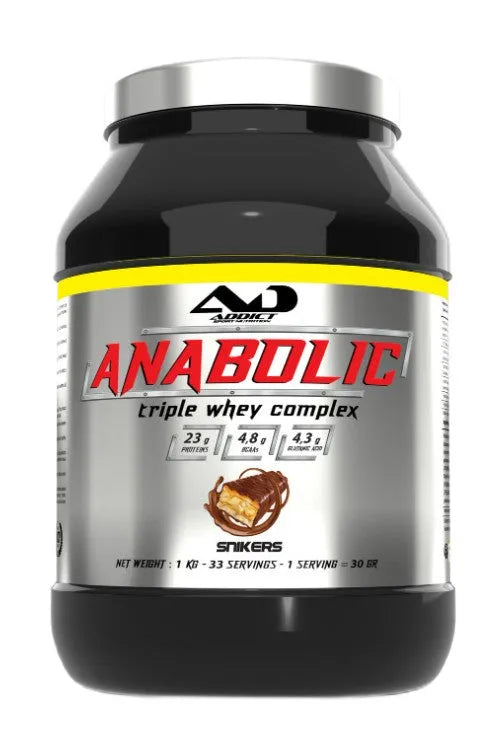 Anabolic Triple Whey Complex Snikers - 1000g - Addict Sport Nutrition - Sporto papildai