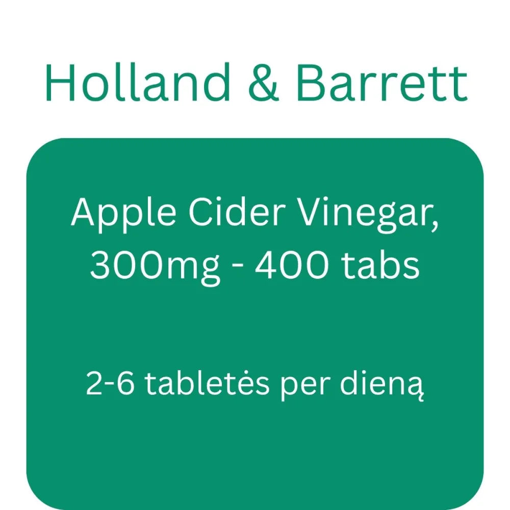 Apple Cider Vinegar 300mg - 400 tabs - Holland & Barrett - Papildai
