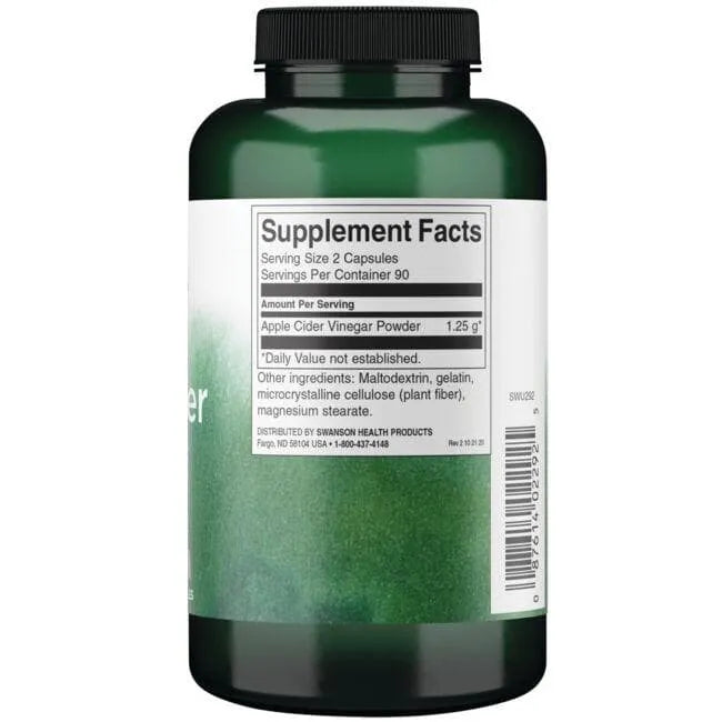 Apple Cider Vinegar - 625 mg - N180 - Obuolių sidro actas - Swanson - Papildai