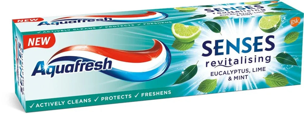 Aquafresh Senses Energising Toothpaste Energizing - Eukaliptų Limona ir Mėta 75ml - Kosmetika