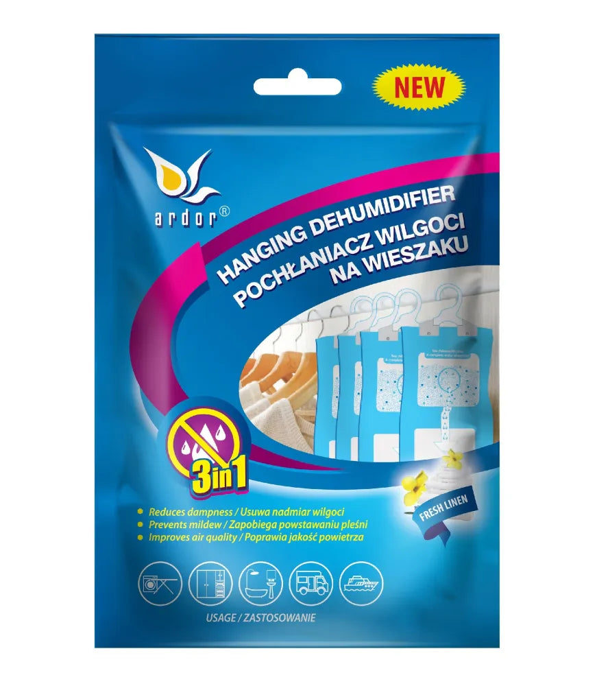 ARDOR Drėgmės sugėriklis ant pakabos 3in1 - Gaivus skalbinių kvapas 250ml (220g) - Kosmetika