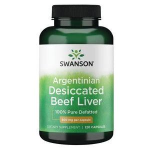 Argentinian Desiccated Beef Liver - 500 mg - N120 - Argentinietiškos džiovintos jautienos kepenys -Swanson - Papildai