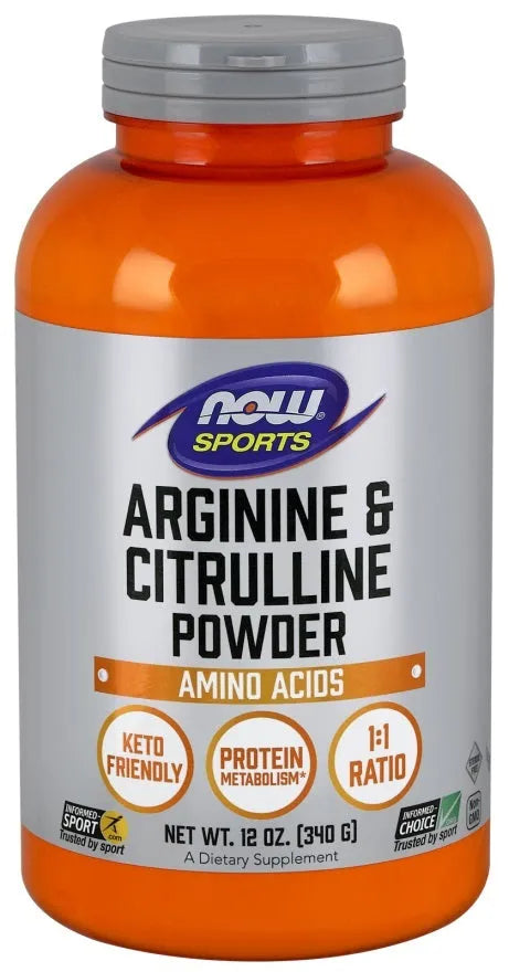 Arginine & Citrulline Powder - 340g - NOW Foods - Papildai