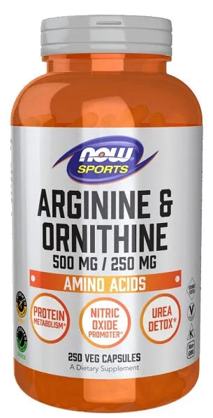 Arginine & Ornithine - 250 vcaps - NOW Foods - Papildai