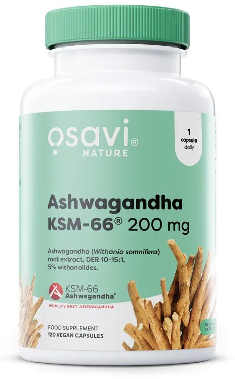 Ashwagandha KSM-66 200mg - 120 vegan caps - Osavi - Papildai