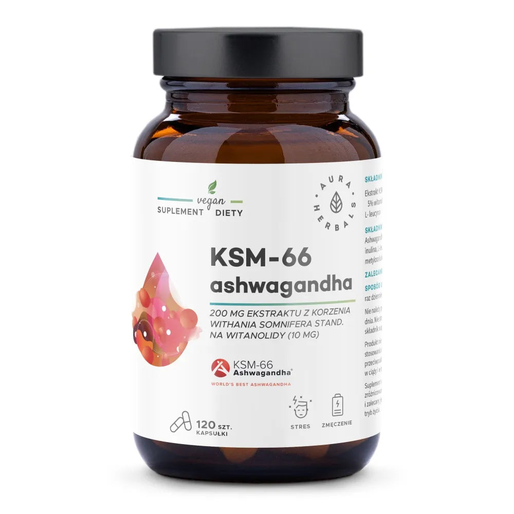 Ashwagandha KSM-66 Root 200 mg Dietary supplement Capsules 120 pcs. - AURA HERBALS - Papildai