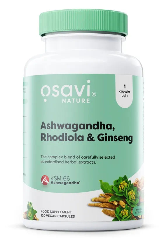 Ashwagandha + Rhodiola & Ginseng - 120 vegan capsules - Osavi - Papildai