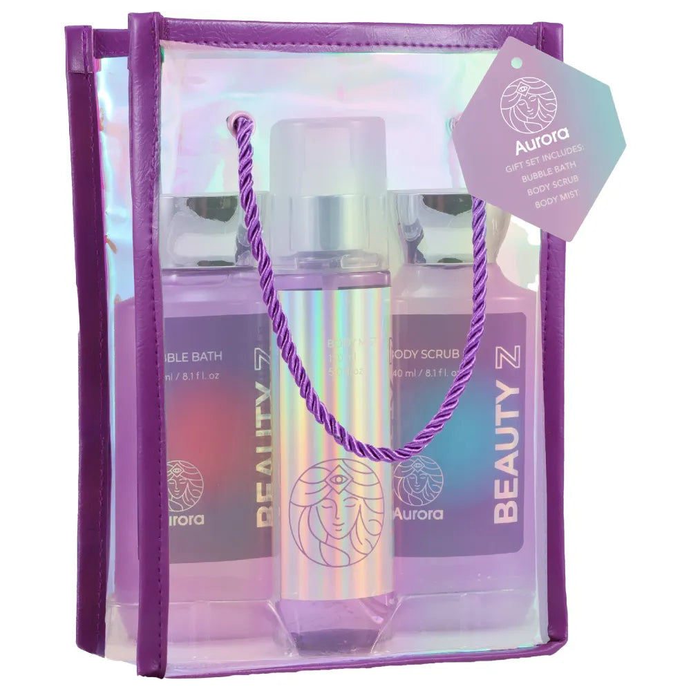 AURORA Beauty Gift Set with Peony & Rose Fluorescent Bag - 3 products - Kosmetika