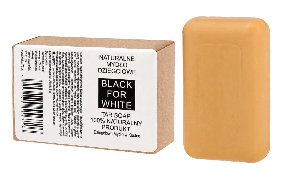 B BLACK FOR WHITE Natūralus. Dervos muilas 75g - Kosmetika