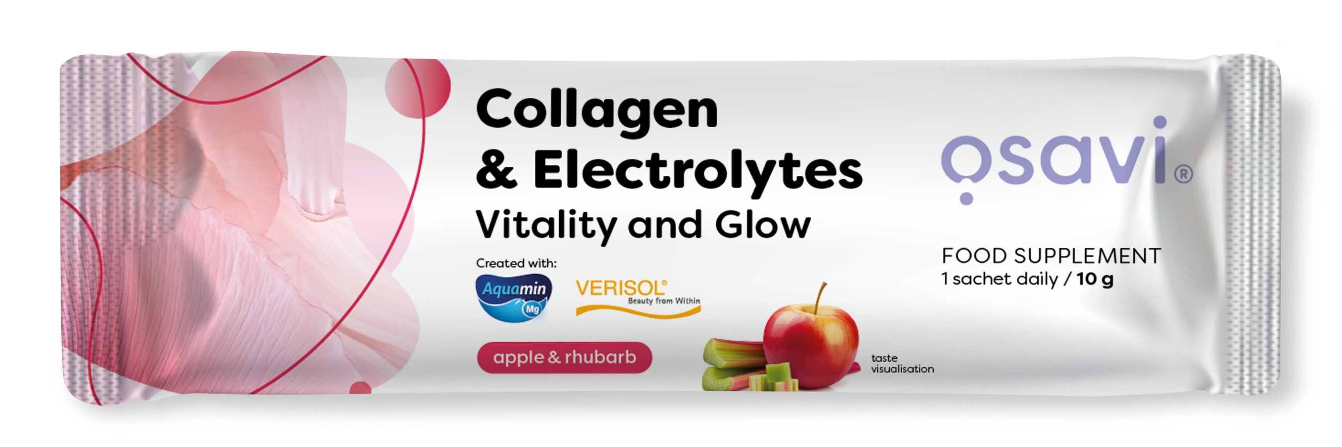 Collagen Electrolytes Vitality and Glow, Apple & Rhubarb - 10g (1 serving) - Osavi