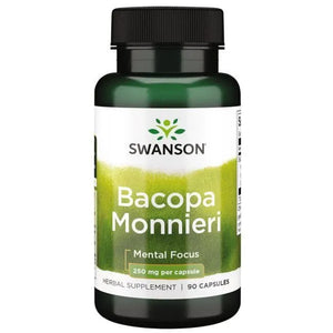 Bacopa Monnieri - 250 mg - N90- Mėlynžiedė taškuonė - Swanson - Papildai