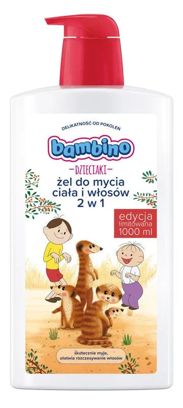 Bambino Kids 2-in-1 Kūno ir Plaukų prausiklis ’Bolek and Lolek - Surykatki’ 1000ml riboto leidimo - Kosmetika