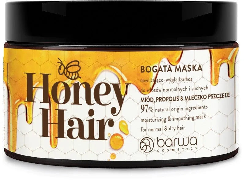 BARWA COSMETICS Medaus plaukų drėkinamoji ir glotninamoji kaukė normaliems sausiems plaukams 220ml - Kosmetika