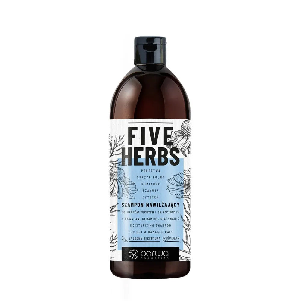 BARWA Five Herbs drėkinamasis šampūnas - sausiems ir pažeistiems plaukams 480ml - Kosmetika