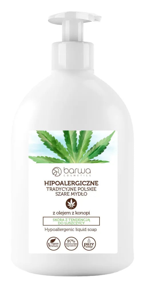 BARWA Hipolerginė Tradicinė Lenkų pilka skystas muilas - su kanapių aliejumi 500ml - Kosmetika