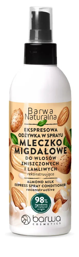 BARWA Natural Almond Milk Express Conditioner Spray pažeistiems ir trapiems plaukams 200ml - Kosmetika