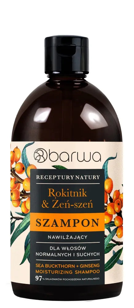 BARWA Nature’s Recipes Moisturizing Shampoo for Normal and Dry Hair - Sea Buckthorn & Ginseng - Kosmetika