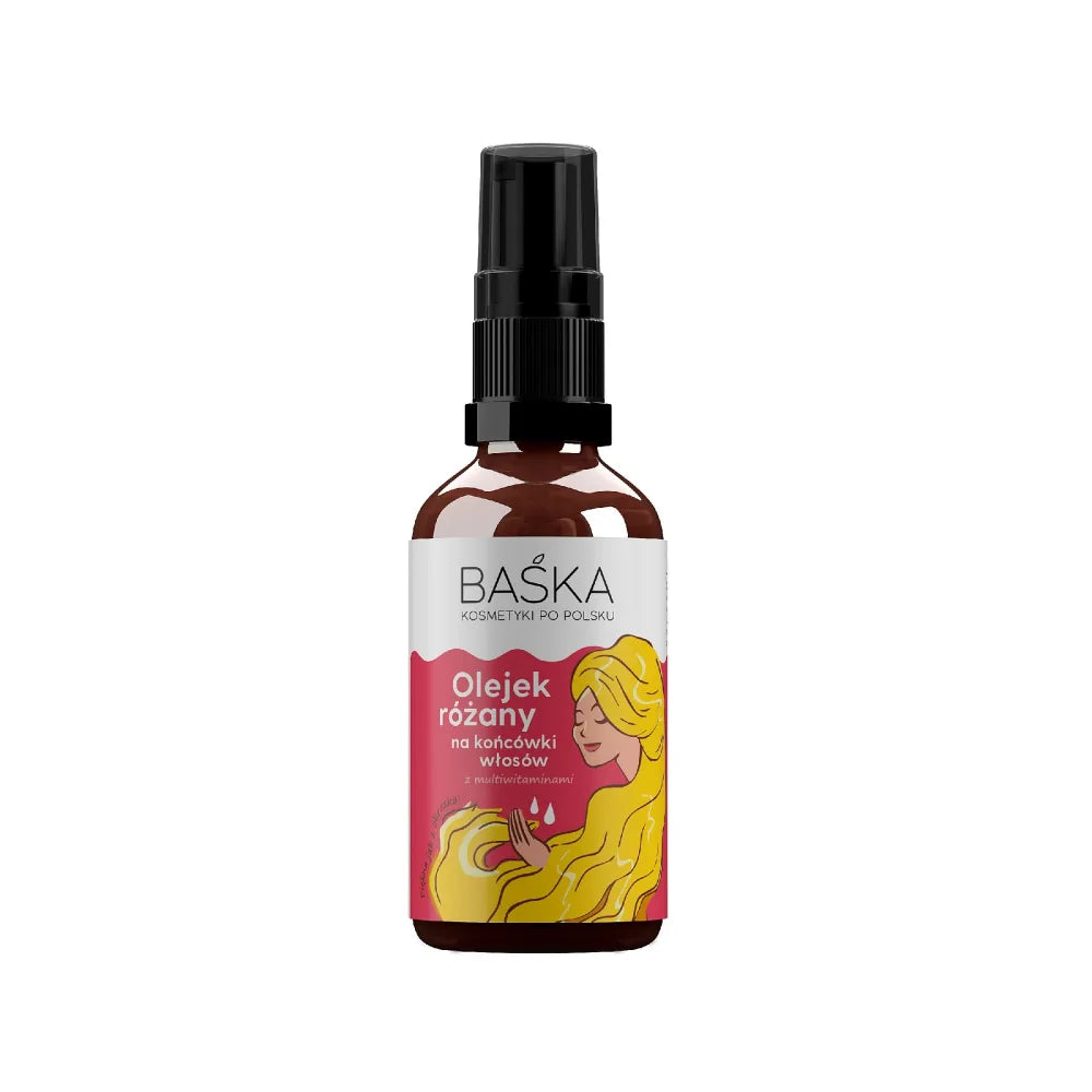 BAŚKA Cosmetics Rožių aliejus plaukų galiukams su multivitaminais 50ml - Kosmetika