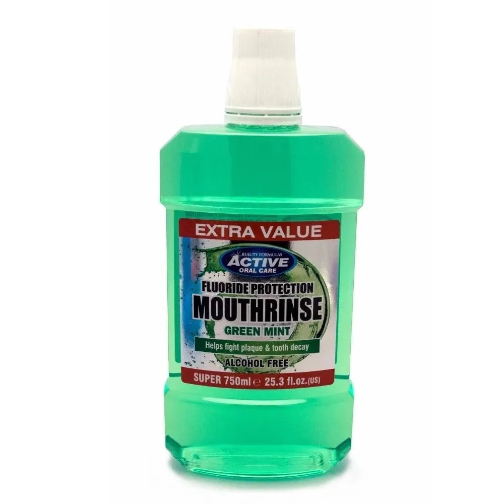 Beauty Formulas Active Oral Care Fluoride Mouthwash Green Mint - be alkoholio 750ml - Kosmetika