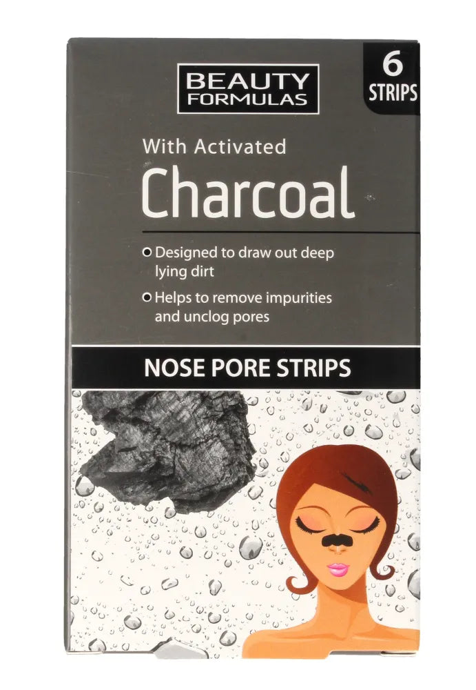Beauty Formulas Charcoal Nose cleansing pads with activated carbon 1 pakelis - 6 vnt. - Kosmetika