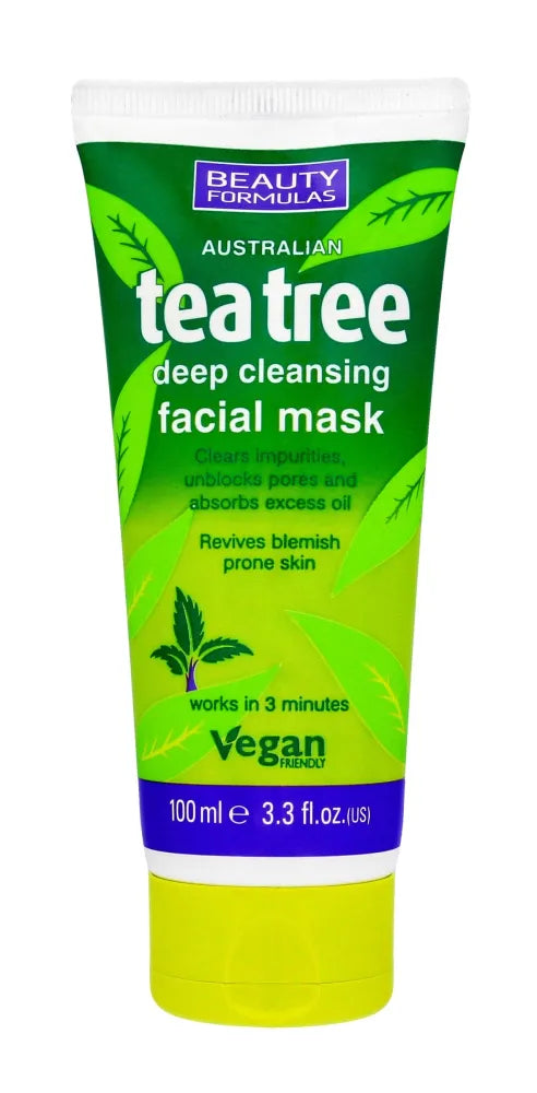 Beauty Formulas Tea Tree Giliai valantis molio kaukė 100ml - Kosmetika
