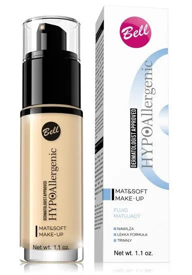 Bell hipoalerginis matinis makiažo pagrindas Mat & Soft Nr. 01 Šviesiai bežinis 30g - Kosmetika
