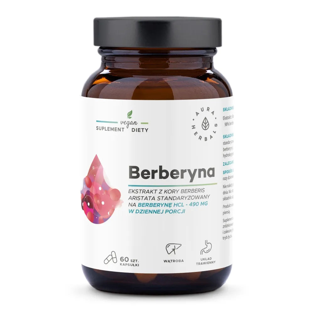 Berberine 490mg Berberis aristata - 60 capsules - AURA HERBALS - Papildai