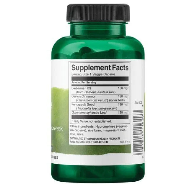 Berberine Complex - N90 - Berberinas su cinamonu gymnema ir ožragėmis - Swanson - Papildai