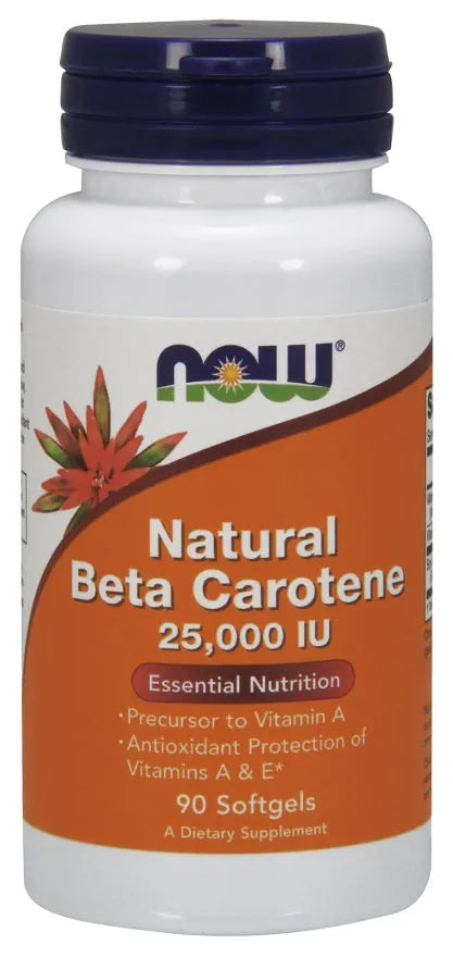 Beta Carotene Natural 25 000 IU - 90 softgels - NOW Foods - Papildai