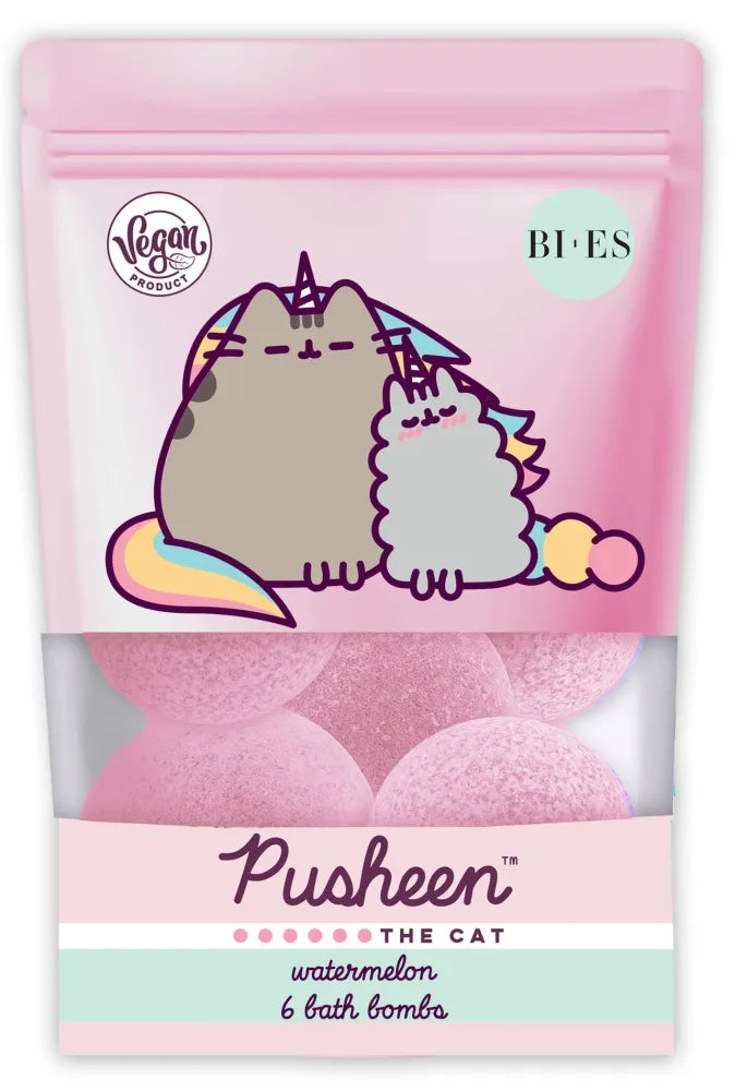 BI-ES Kids Fizzing Bath Balls Pusheen The Cat - Arbūzas 1op. - Kosmetika