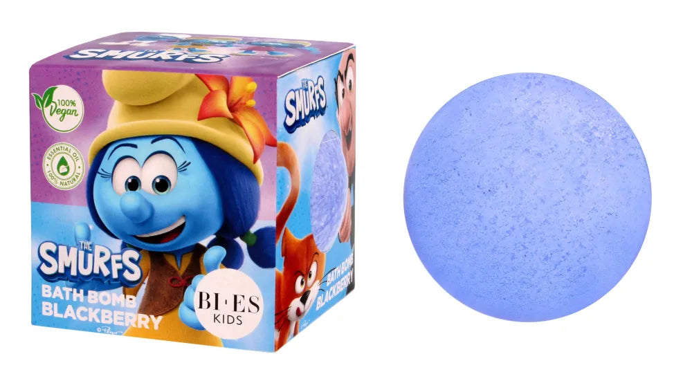 Bi-es Kids Foaming Bath Ball The Smurfs - juodųjų serbentų kvapas 165g - Kosmetika