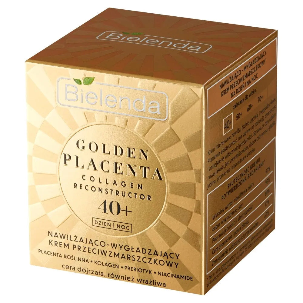 Bielenda Golden Placenta 40+ Drėkinamasis - Glotninantis Kremas nuo Raukšlių Dienai ir Nakčiai 50ml - Kosmetika