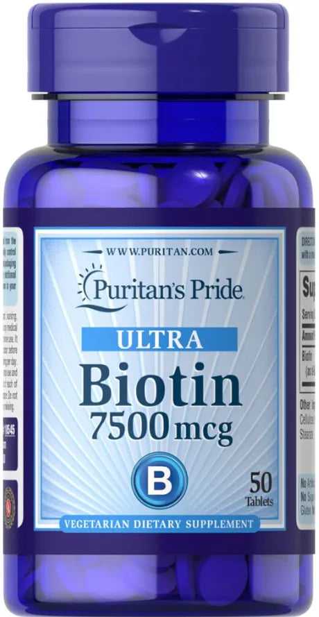 Biotin 7500mcg - 50 tablets - Puritan’s Pride - Papildai