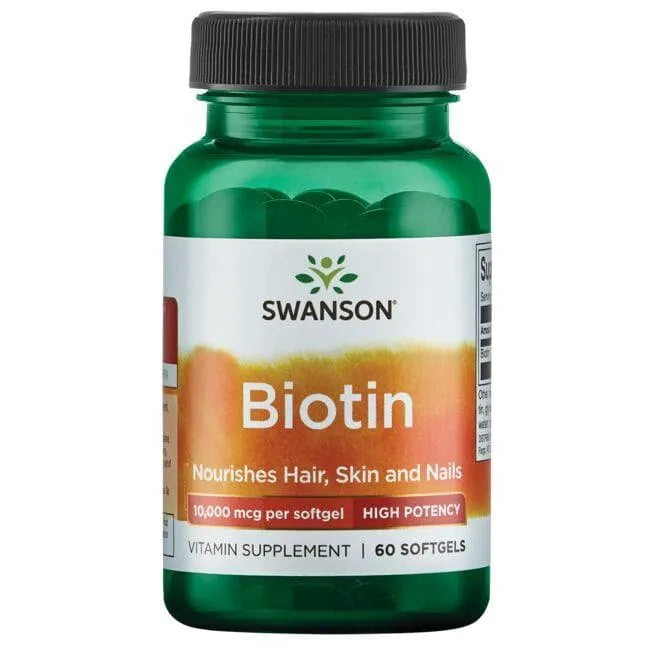 Biotin - Plaukams odai nagams - 10.000 mcg - N100 - Swanson - Papildai