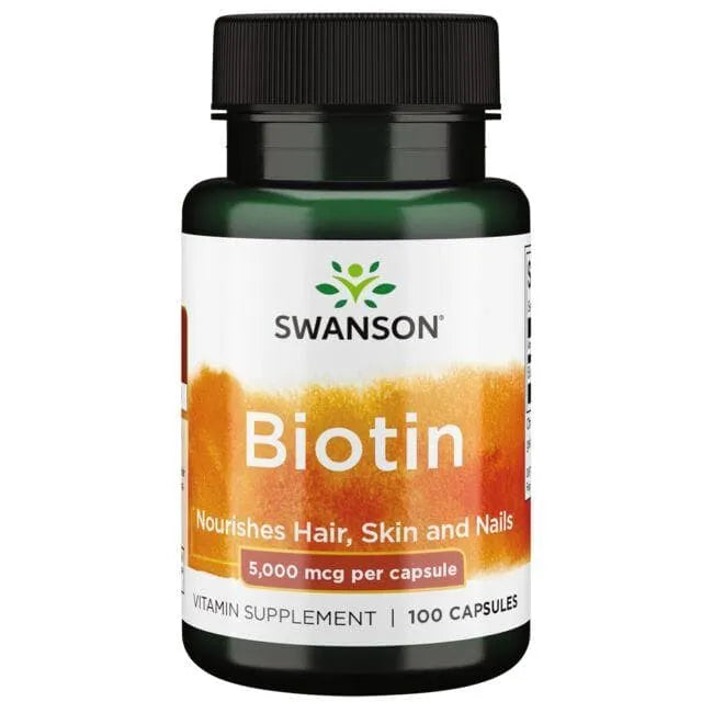 Biotin - Plaukams odai nagams - 5000 mcg - N100 - Swanson - Papildai