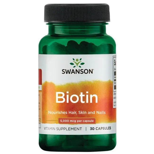 Biotin - Plaukams odai nagams - 5000 mcg - N30 - Swanson - Papildai